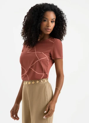 Cativa - Blusa em Misturinha Vermelho Escuro - CATIVA