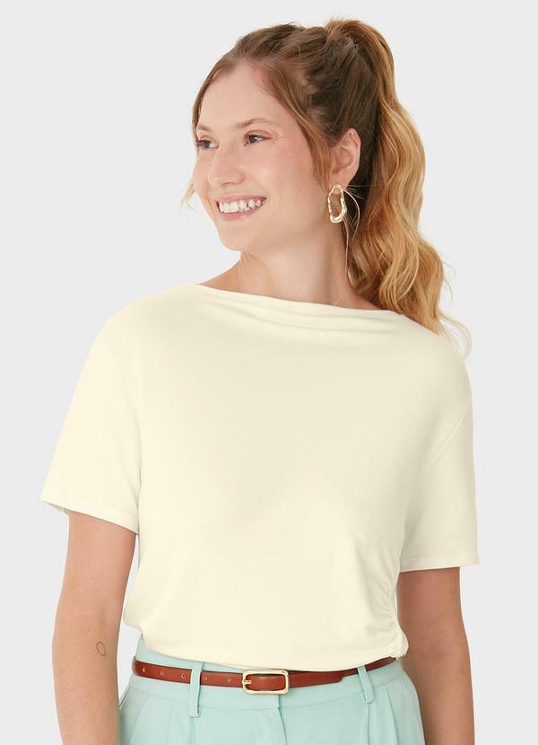 Malwee - Blusa em Moletinho com Franzido Off White