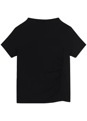 Malwee - Blusa em Moletinho com Franzido Preto - MALWEE