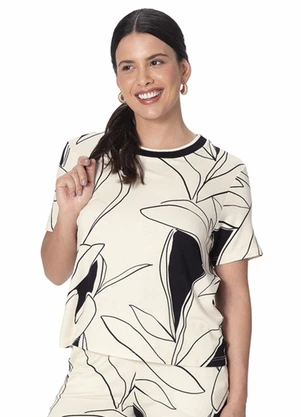 Malwee - Blusa em Moletinho Floral Branco - MALWEE
