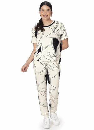 Malwee - Blusa em Moletinho Floral Branco - MALWEE