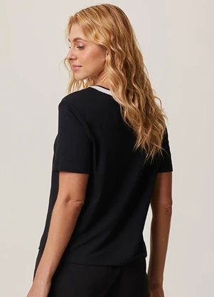 Malwee - Blusa em Moletinho Preto - MALWEE