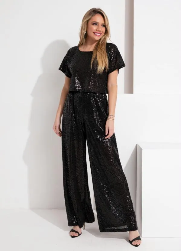 Quintess - Blusa em Paetê Preto Soltinha 4