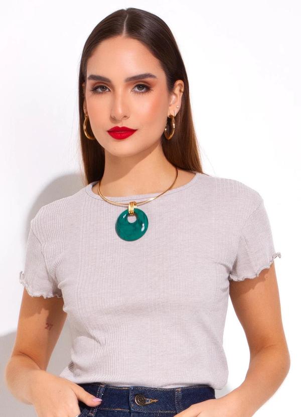 Bimini - Blusa em Ribana Canelada Cinza