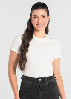 Just Basic - Blusa em Ribana Canelada Branco - JUST BASIC