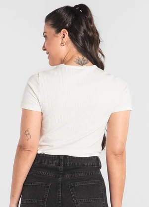 Just Basic - Blusa em Ribana Canelada Branco - JUST BASIC