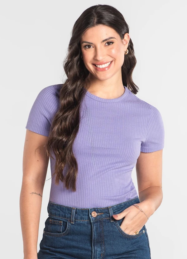 Just Basic - Blusa em Ribana Canelada Roxo