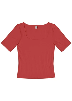 Rovitex - Blusa em Ribana Canelada Marrom - ROVITEX