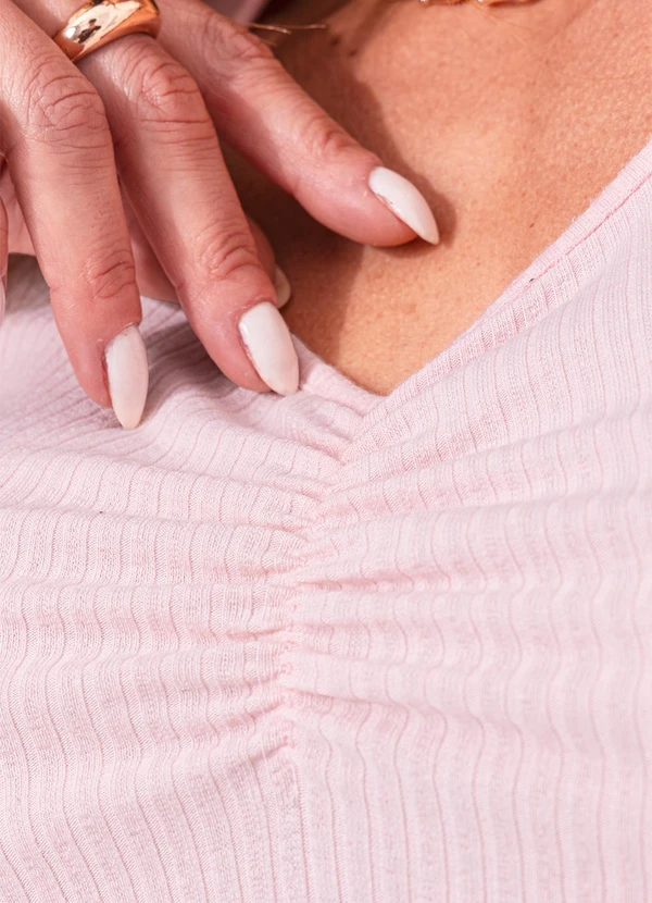 Multimarcas - Blusa em Ribana Canelada Rosa 7