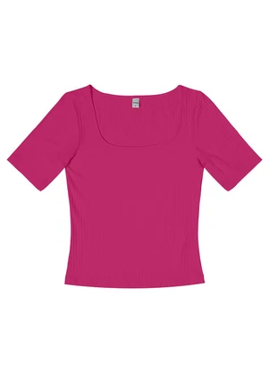Rovitex - Blusa em Ribana Canelada Rosa - ROVITEX