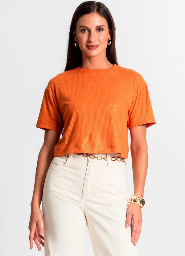 Rovitex - Blusa em Ribana Canelada Laranja 3
