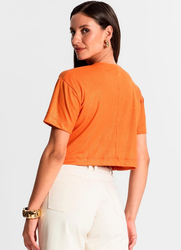 Rovitex - Blusa em Ribana Canelada Laranja 4