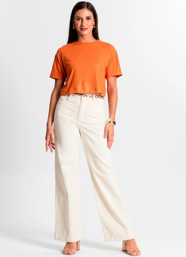 Rovitex - Blusa em Ribana Canelada Laranja 5