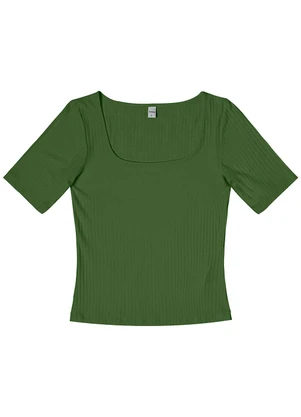 Rovitex - Blusa em Ribana Canelada Verde - ROVITEX