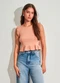 Sofie - Blusa em Ribana com Babados Bege - variação: Bege