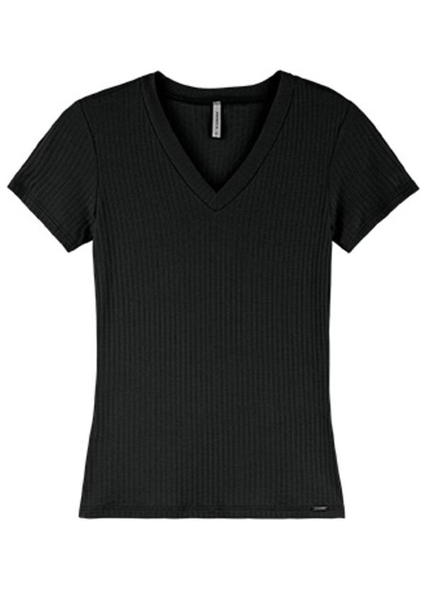 Rezzato - Blusa em Ribana Gola V Adulto Feminino Preto