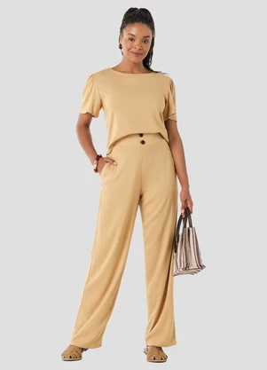 Cereja Rosa - Blusa em Tecido Plano Viscose Amarelo - CEREJA ROSA