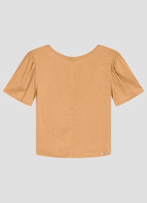 Cereja Rosa - Blusa em Tecido Plano Viscose Amarelo - CEREJA ROSA