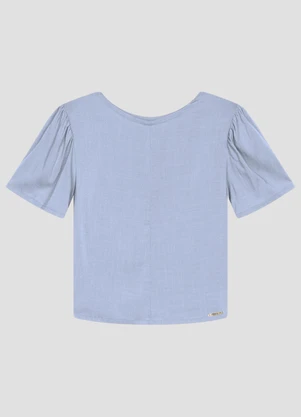 Cereja Rosa - Blusa em Tecido Plano Viscose com Elastano Azul - CEREJA ROSA