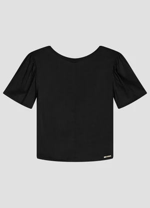 Cereja Rosa - Blusa em Tecido Plano Viscose com Elastano Preto - CEREJA ROSA