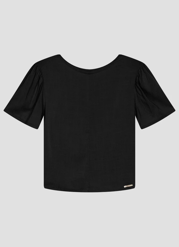 Cereja Rosa - Blusa em Tecido Plano Viscose com Elastano Preto