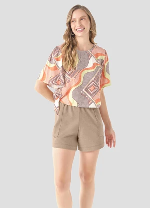 Cereja Rosa - Blusa em Tecido Plano Viscose Estampada Verde - CEREJA ROSA