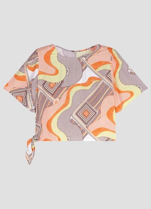 Cereja Rosa - Blusa em Tecido Plano Viscose Estampada Verde - CEREJA ROSA