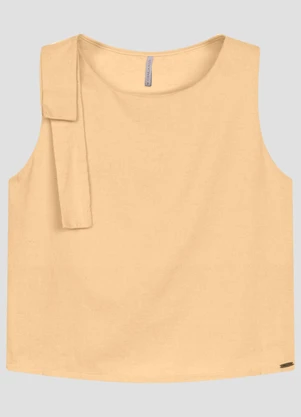 Cereja Rosa - Blusa em Tecido Plano Viscose Linho Bege - CEREJA ROSA