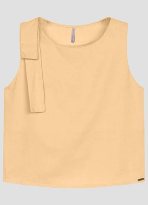 Cereja Rosa - Blusa em Tecido Plano Viscose Linho Bege - CEREJA ROSA