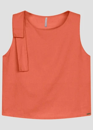 Cereja Rosa - Blusa em Tecido Plano Viscose Linho Laranja - CEREJA ROSA