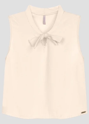 Cereja Rosa - Blusa em Tecido Plano Viscose Twill Bege - CEREJA ROSA