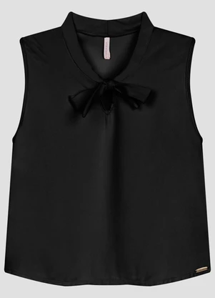 Cereja Rosa - Blusa em Tecido Plano Viscose Twill Preto - CEREJA ROSA