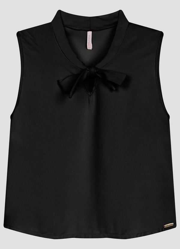 Cereja Rosa - Blusa em Tecido Plano Viscose Twill Preto