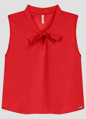 Cereja Rosa - Blusa em Tecido Plano Viscose Twill Vermelho - CEREJA ROSA