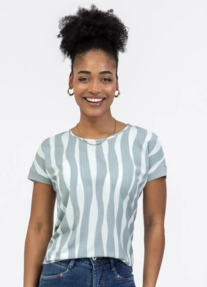 Habana - Blusa em Tecido Stretch e Canelado Azul Claro - HABANA