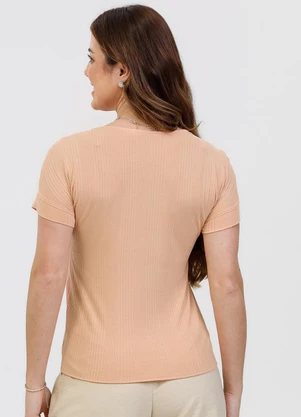 Habana - Blusa em Tecido Stretch e Canelado Laranja - HABANA