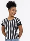 Habana - Blusa em Tecido Stretch e Canelado Laranja - variação: Preto