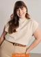 Lunender Mais Mulher - Blusa em Tricô com Mangas Curtas Plus Size Preto - variação: Bege