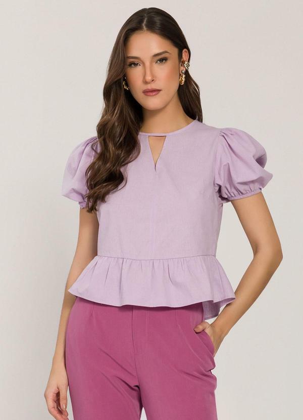 Sofie - Blusa em Tricoline com Babados Roxo