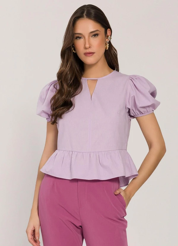 Sofie - Blusa em Tricoline com Babados Roxo