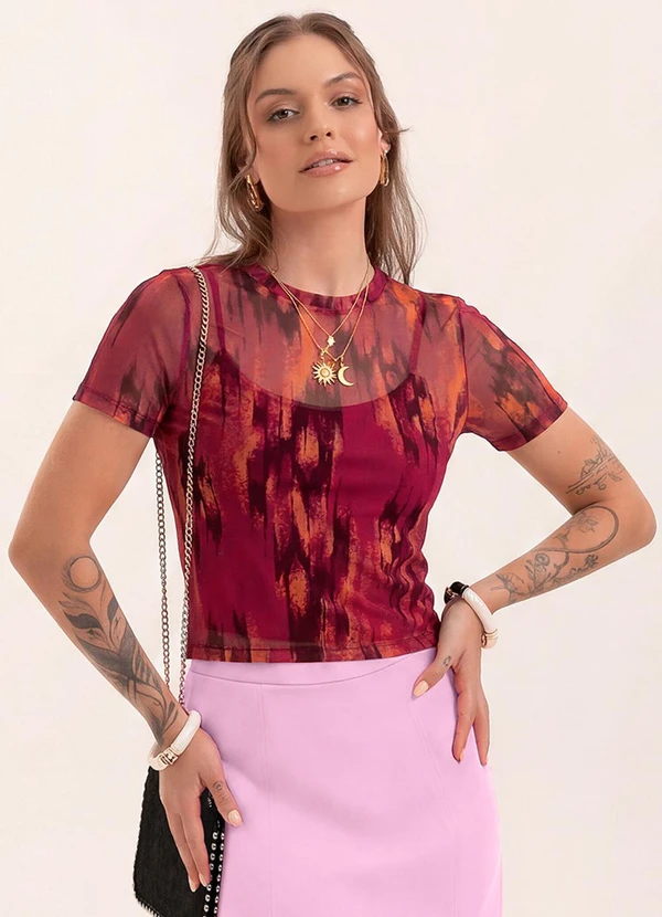 Cativa You - Blusa em Tule Pink