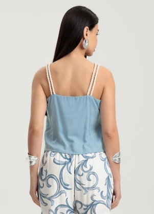 Gris - Blusa em Viscose Azul - GRIS