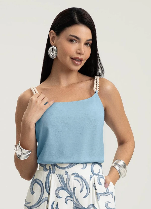 Gris - Blusa em Viscose Azul