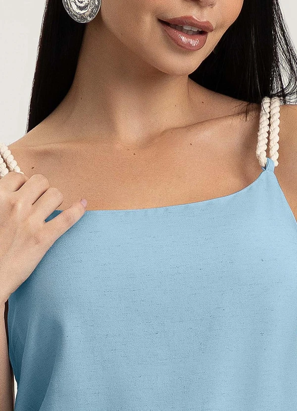 Gris - Blusa em Viscose Azul 3