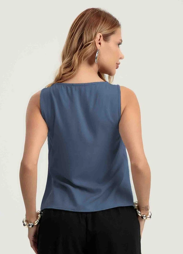 Gris - Blusa em Viscose Azul 2