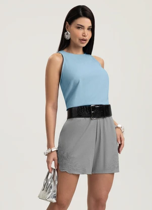 Gris - Blusa em Viscose Azul - GRIS