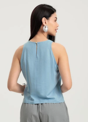 Gris - Blusa em Viscose Azul - GRIS
