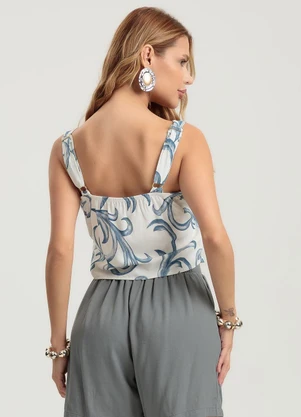 Gris - Blusa em Viscose Azul - GRIS