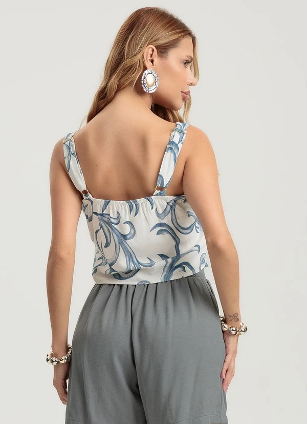 Gris - Blusa em Viscose Azul 2