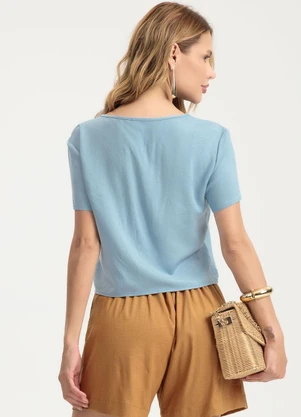 Gris - Blusa em Viscose Azul - GRIS